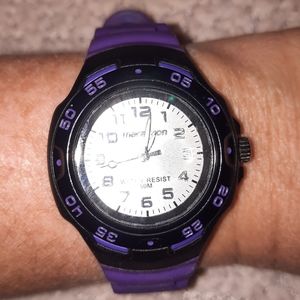 Purple and black watch